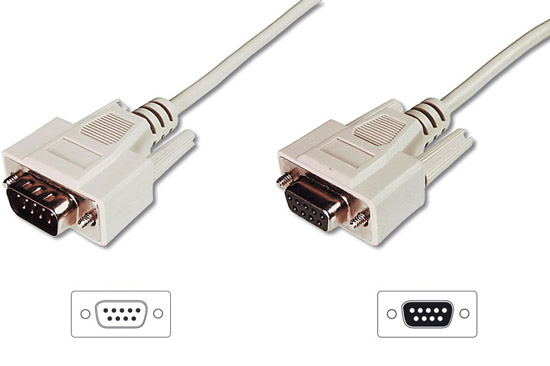 Cavo prolunga per modem- mouse ecc. pin-to-pin (modem cable) 9 poli maschio/femmina mt. 5 custodie pressofuse (ak 132 5m)