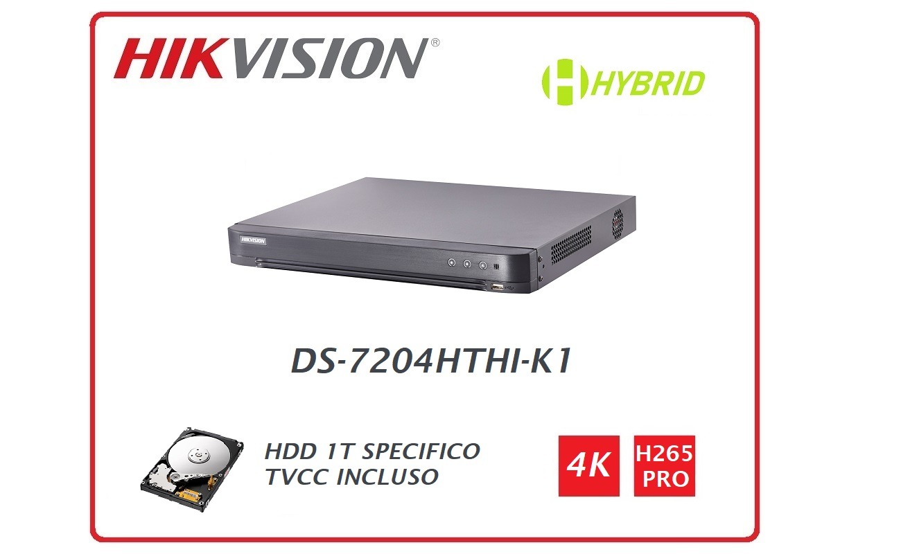 DVR Turbo HD 4K 4 Canali DS-7204HTHI-K1
