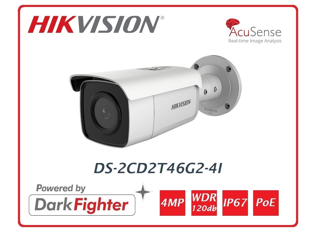 Telecamera Hikvision Easy IP 4.0 AcuSense 4MP Bullet Ottica fissa (2.8/4 mm) DS-2CD2T46G2-4I
