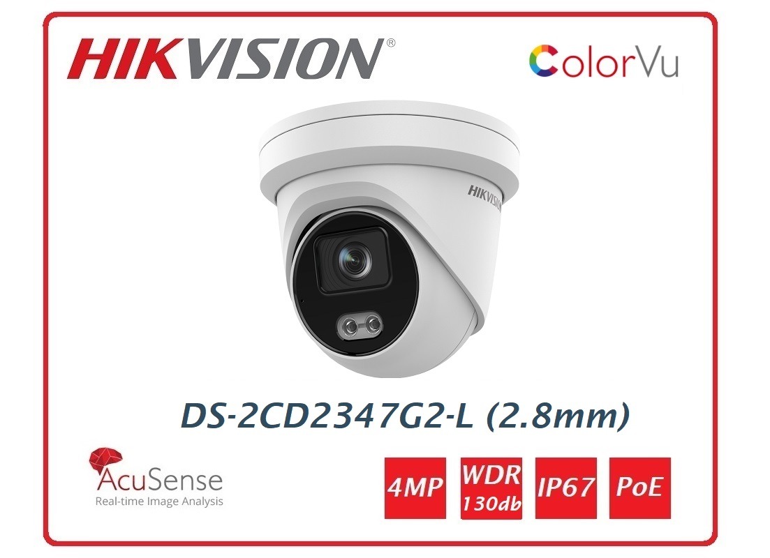 Telecamera Hikvision Easy IP 4.0 ColorVu AcuSense 4MP Turret (2.8mm) DS-2CD2347G2-L