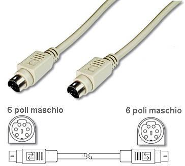 Cavo minidin PS2 connettori 6 poli maschio/maschio mt.1,80