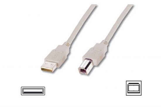 CAVO USB 2.0 CONNETTORI A-B, LUNGHEZZA MT. 1,80 COLORE GRIGIO CHIARO