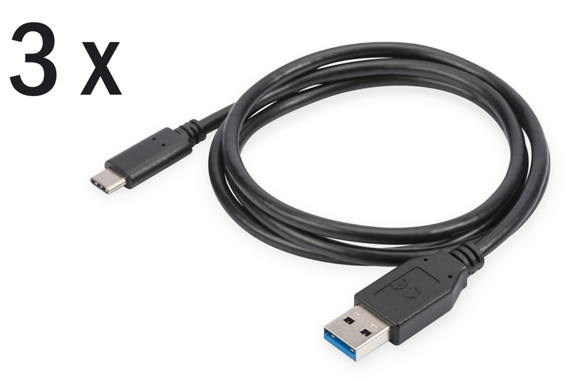 CONFEZIONE 3 CAVI USB 2.0 TIPO-C USB – A M/M, 1.0 MT 3A, 480 MB NERO