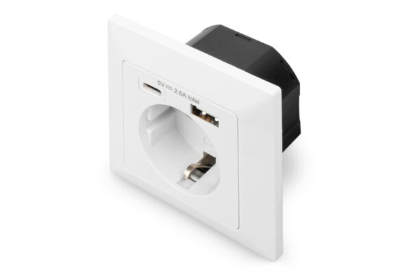 DIGITUS Presa di sicurezza da incasso con 1 USB Type-C , 1 USB A