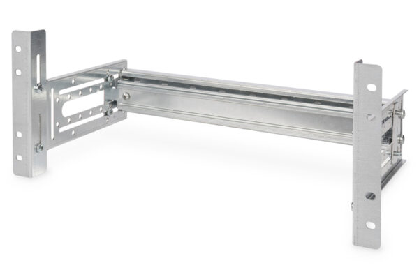 Supporto guida DIN 4U, 178x483x223 mm, galvanized incl. din rail, variable depth and height