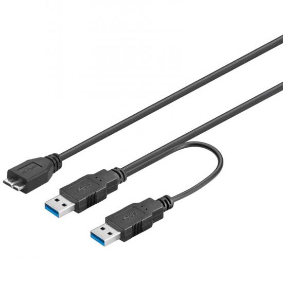 CAVO SPLITTER ALIMENTAZIONE USB 3.0 CONNETTORI 2XA – 1X MICRO B