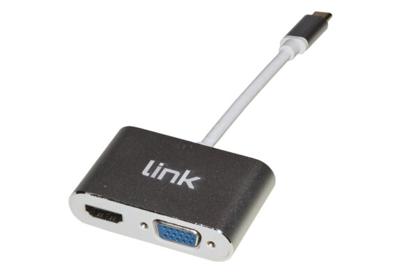 ADATTATORE USB-C MASCHIO CON PORTE HDMI 4K E VGA