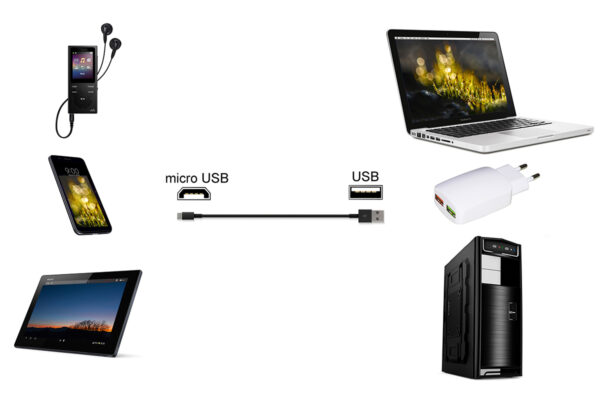 CAVO USB 2.0 – MICRO USB B IN RAME PER RICARICA E SCAMBIO DATI SMARTPHONE E TABLET MT 1 COLORE NERO