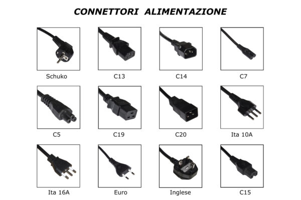 CAVO ALIMENTAZIONE SPINA ITALIANA TRIPOLARE 10A – PRESA COMPAQ TRIPOLARE C5 MT 1.80