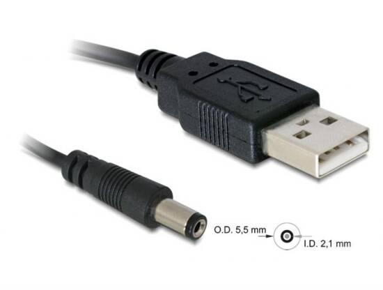 CAVO ALIMENTAZIONE USB CONNETTORE DC 5.5 x 2.1 MM MT 1 DELOCK