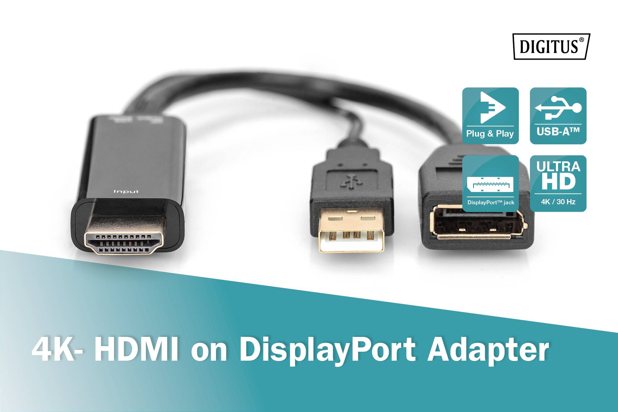 DIGITUS Adattatore da 4K- HDMI a DisplayPort