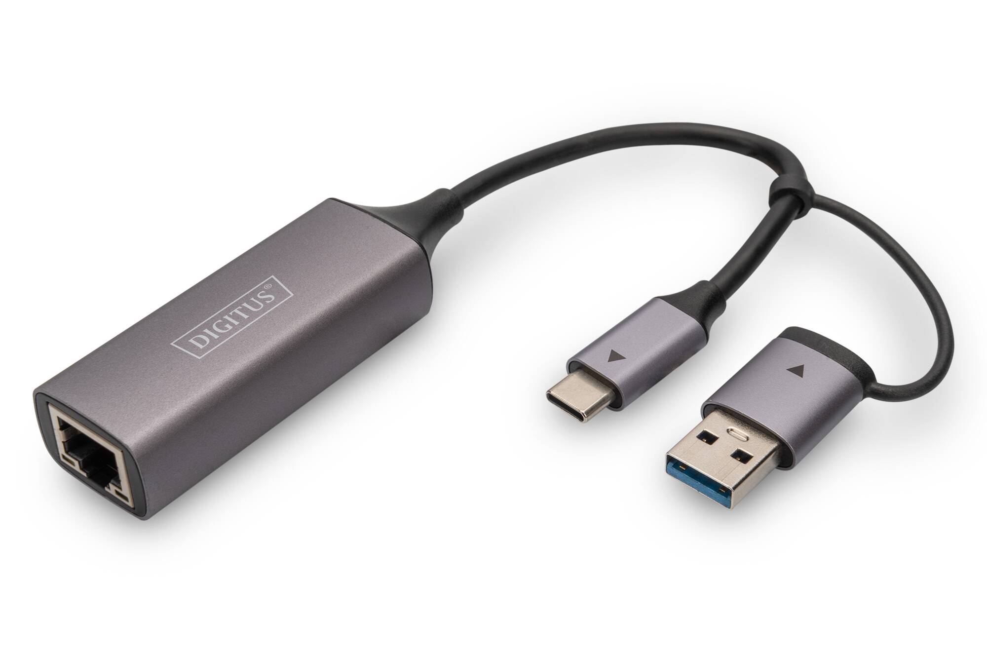 DIGITUS Adattatore Gigabit Ethernet USB Type-C 2.5G, USB-C + USB A (USB3.1/3.0)