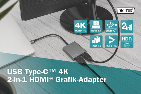 DIGITUS Adattatore grafico USB Type-C HDMI 4K 2in1