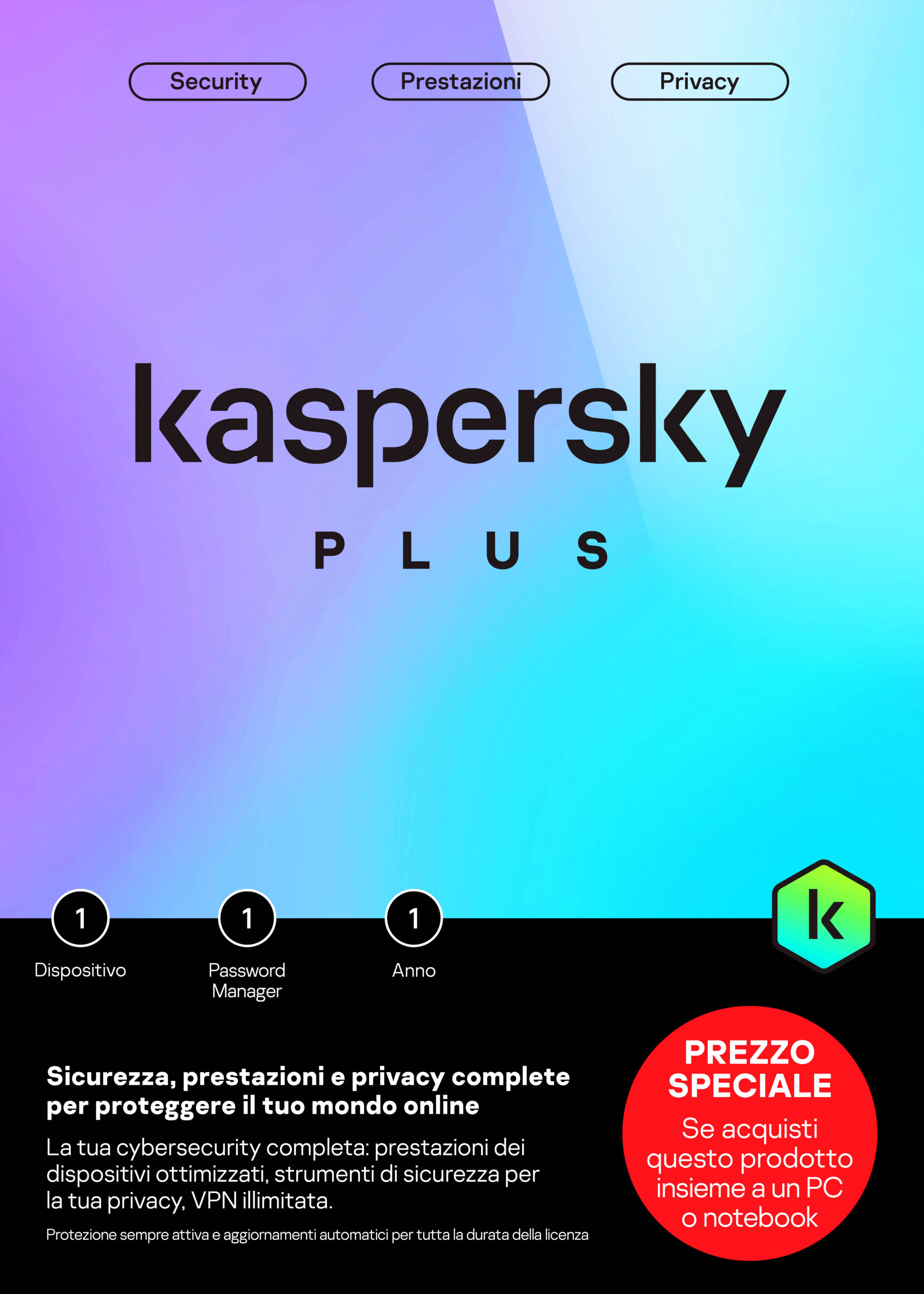 Kaspersky Plus 1 dispositivo 1 anno slim sierra bs IT att