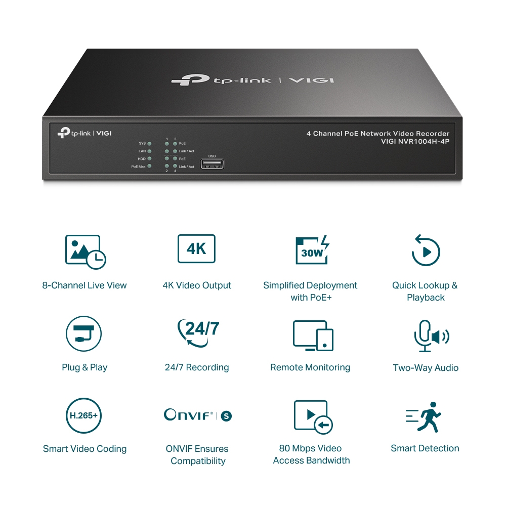 NVR 4 CANALI PoE Network Video Recorder TP-Link