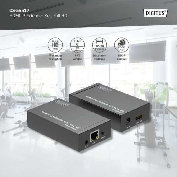 DIGITUS Set extender HDMI IP, Full HD 1080p 120 mt