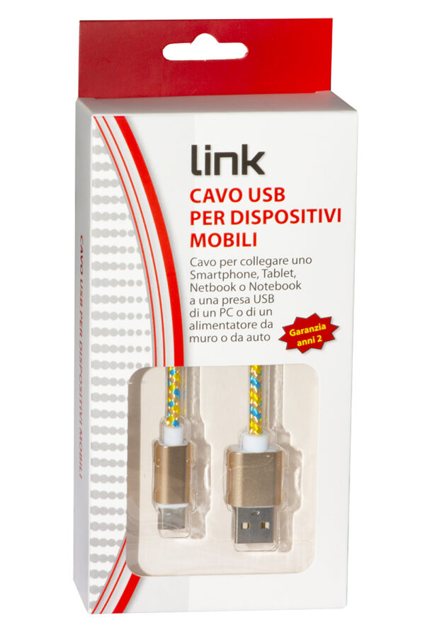 *CAVO USB-C MT 1 GUAINA INTRECCIATA COLORE ORO/AZZURRO