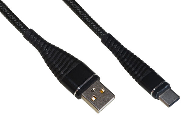 CAVO USB-C MT 1,2 CAVO A SPIRALE COLORE NERO CON PROTEZIONE FLESSIBILE SUL CONNETTORE