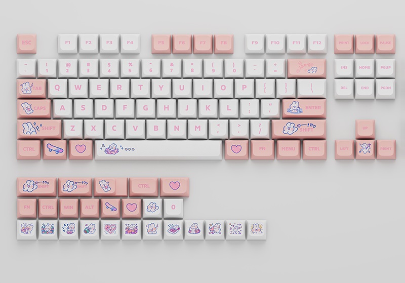 Set di 129 tasti Keycaps Steam Rabbit Pink PBT XDA