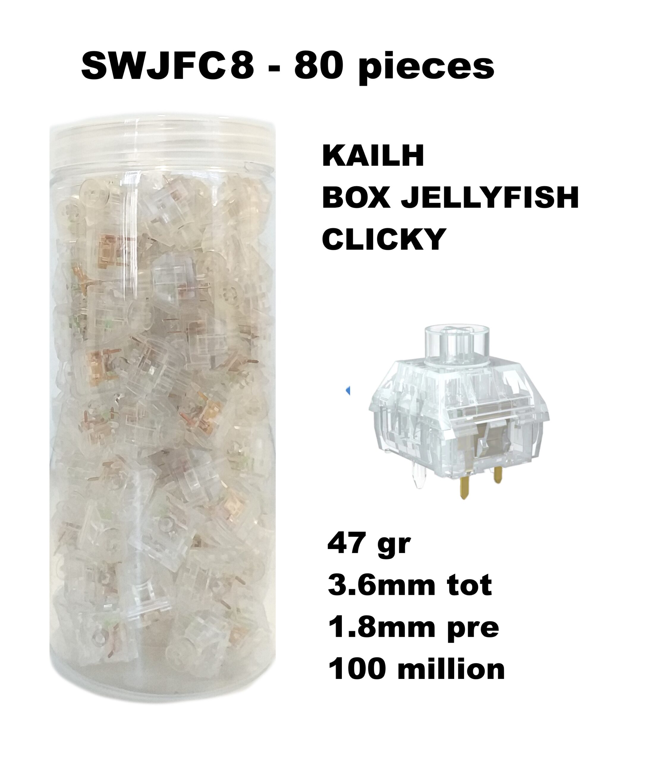 Set 80 sottotasti Switches Kailh JellyFish Click-Bar