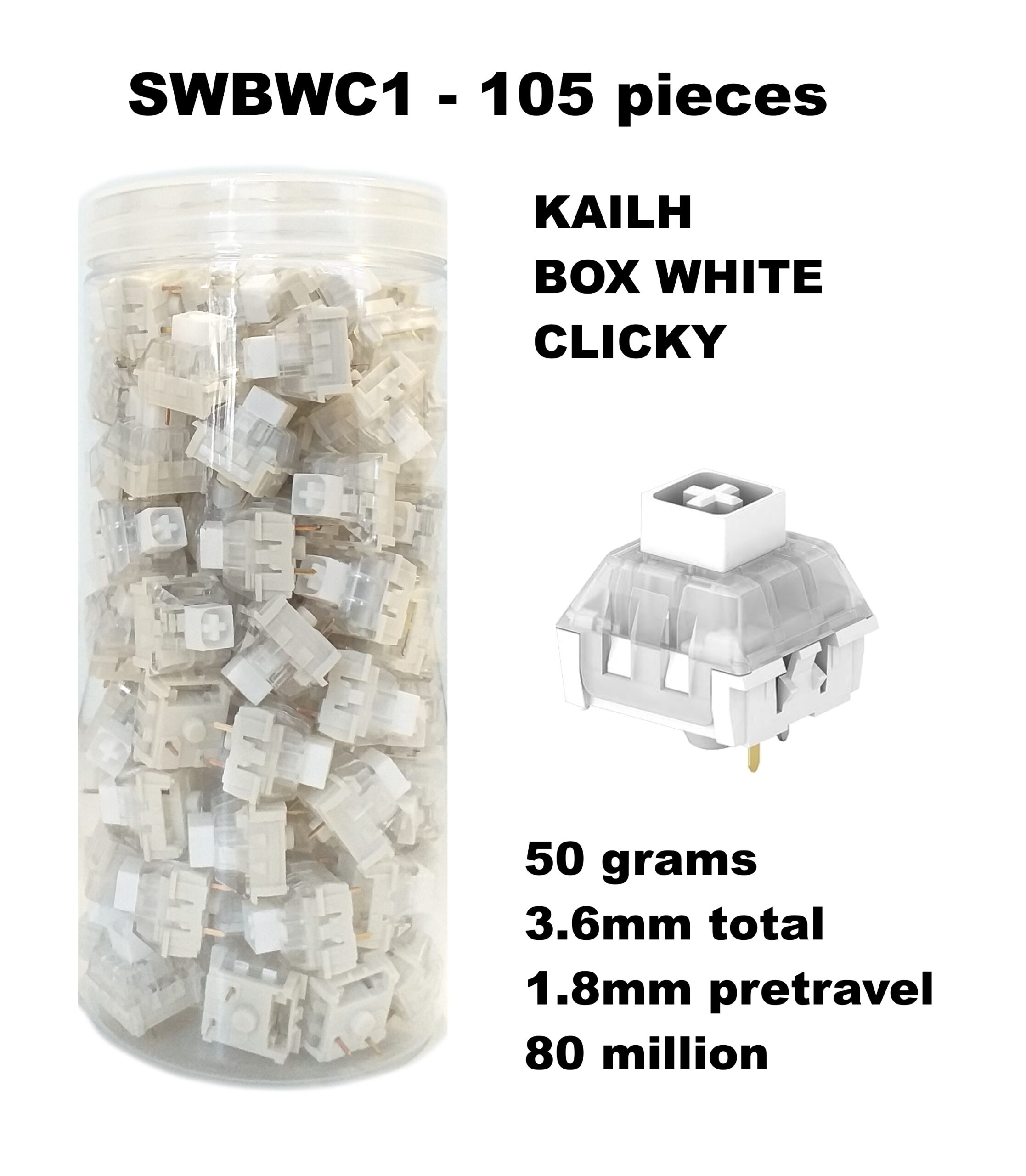 105 sottotasti Kailh Box White Click-Bar
