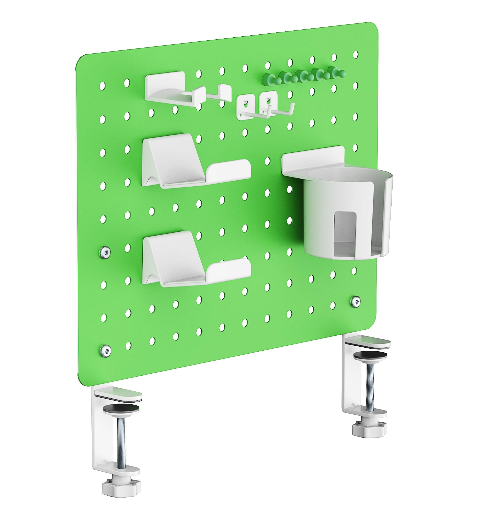 Pannello modulare bucato in metallo per tavolo o per muro verde 420x99x477mm