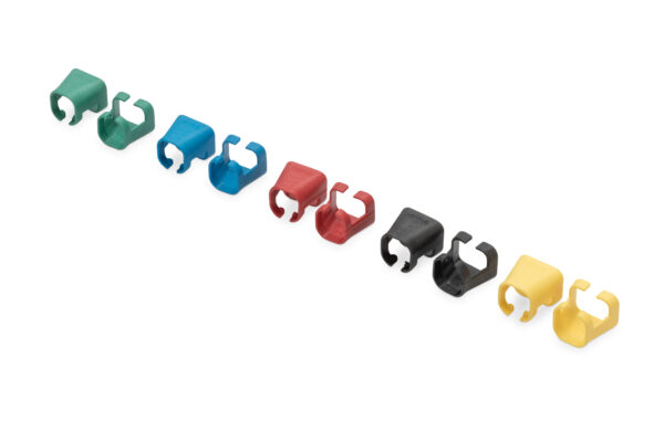DIGITUS Confezione 100 pezzi clip colorate per cavi di rete – colori misti blu verde nero giallo rosso