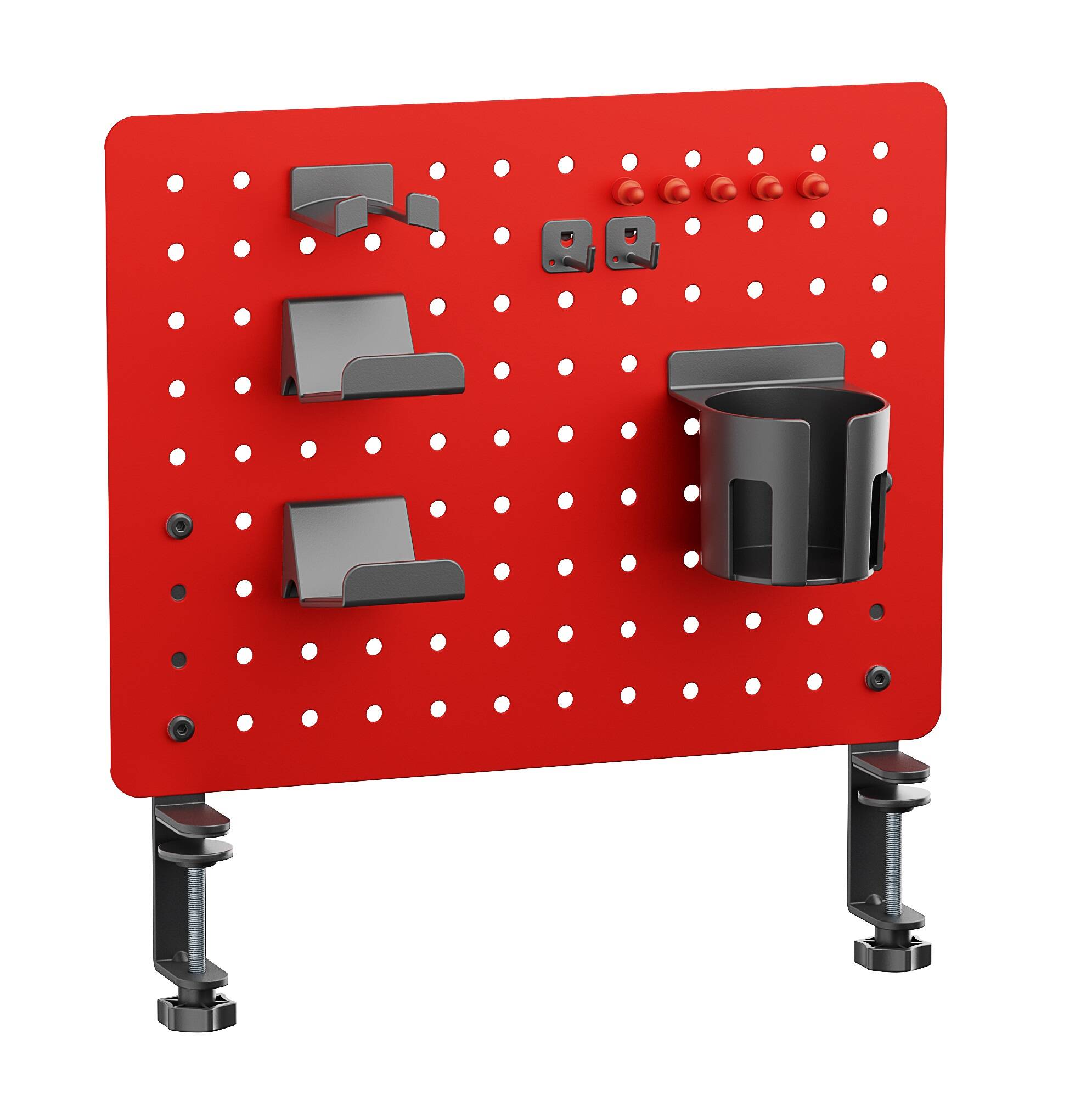 Pannello modulare bucato in metallo per tavolo o per muro rosso 420x99x477mm