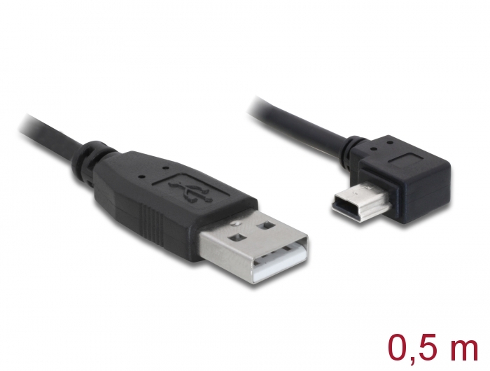CAVO USB MASCHIO – USB MINI B MASCHIO ANGOLO 90° MT 0,5
